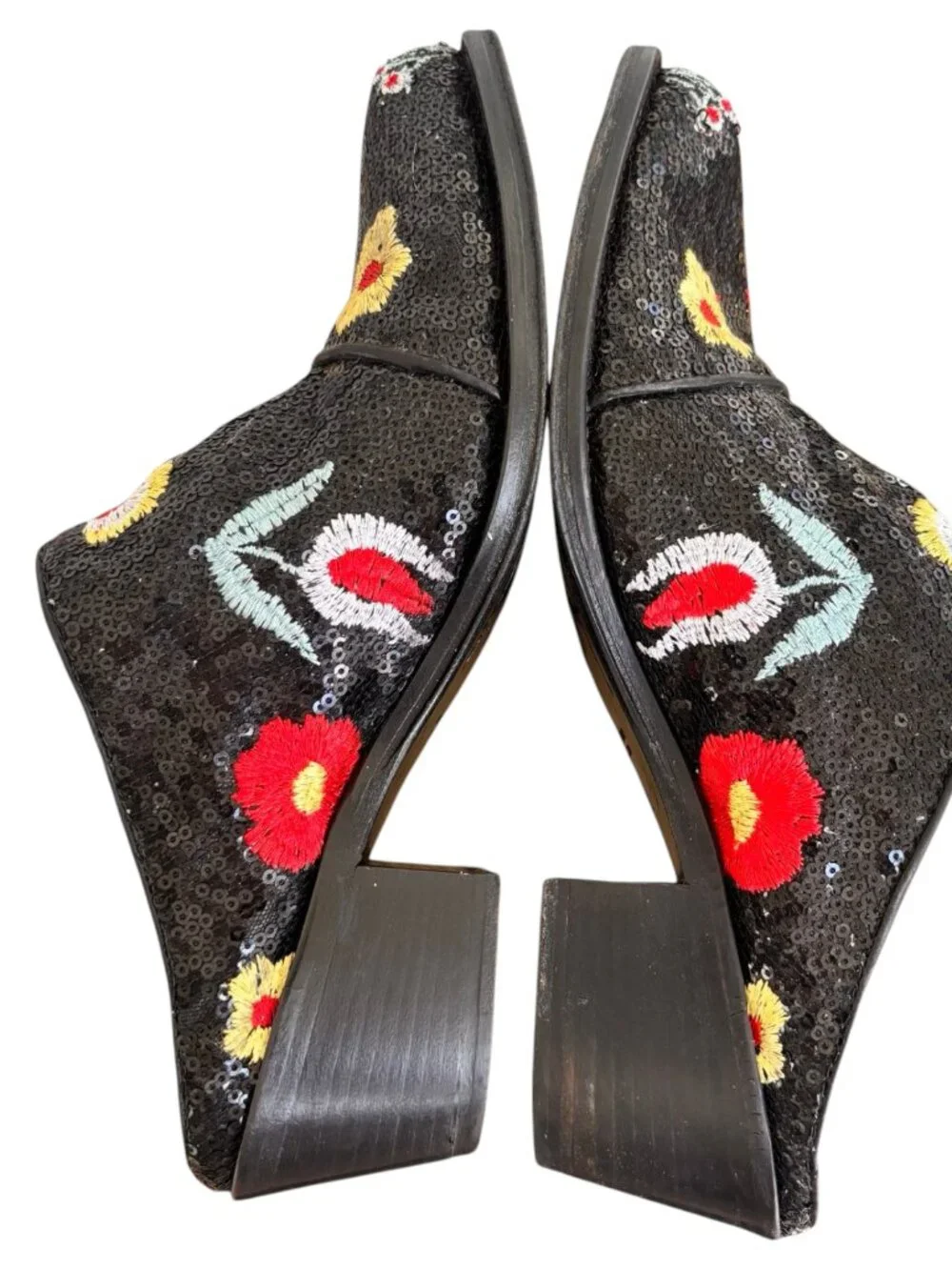 RARE 90'S VINTAGE JO GHOST SEQUIN MULES MADE IN ITALY SZ.‎ 8.5/38.5